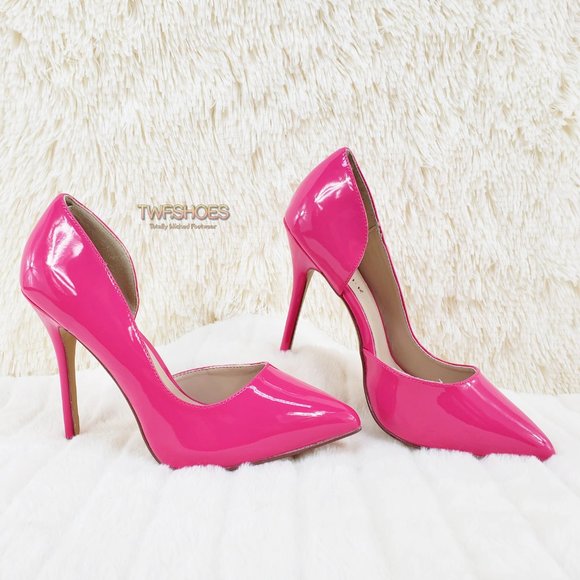 Hot Pink open side pointy toe 5" heel  pumps Shoes - Picture 3 of 15